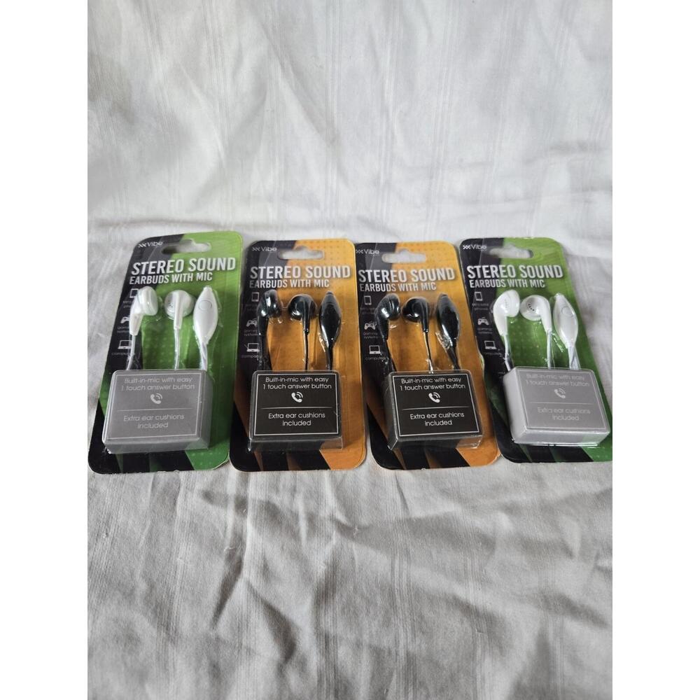 Vibe Earbuds With Mic Vibe Sound Stereo Sound. Lot Of 4